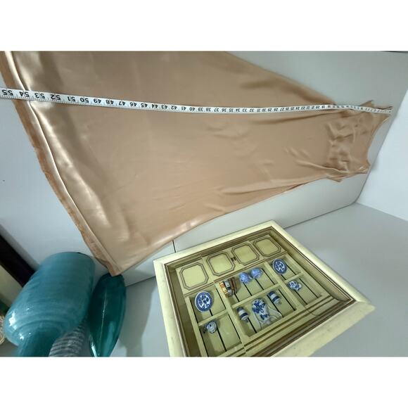 Vintage Jones New York Evening Champagne Gold Satin Bias Cut Formal Gown Dress 4 - Picture 4 of 8